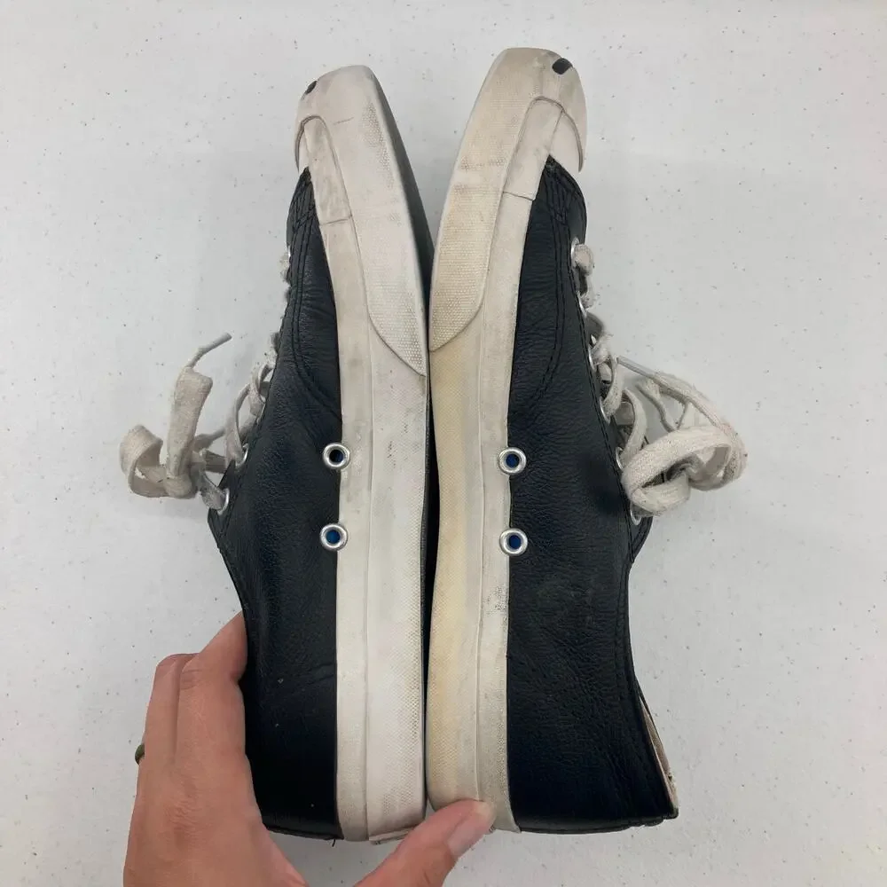 Converse Jack Purcell Black White Leather Low Top Lace Up Unisex Sneaker Shoes - Picture 5 of 10